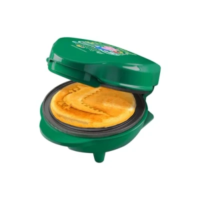 Image de Peppa Pig &quot;George&quot; Gaufrier, Mini gaufrier au design unique de Pig, idéal pour les anniversaires d&#039;enfants, Pâques et Noël, taille des gaufres: Ø 10 cm, produit licence officielle, Couleur: Vert