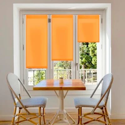 Image de Blindecor Aure Store enrouleur Easyfix translucide uni Orange, 37 x 180 cm (largeur hauteur) Taille du tissu 34 175 Stores de fenêtre sans outil