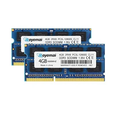 Image de DUOMEIQI DDR3 1600MHz PC3L 12800S 8Go Kit (2x4Go) 2RX8 1.35V CL11 204 pin SODIMM Mémoire RAM