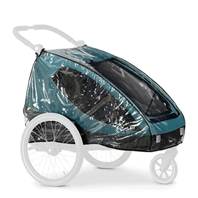 Image de hauck Habillage Pluie Poussette et Remorque Vélo Enfant Dryk Duo Fermeture Scratch, Facile à Installer, Fenêtre d&#039;Aération, Pliable Compact Transparent