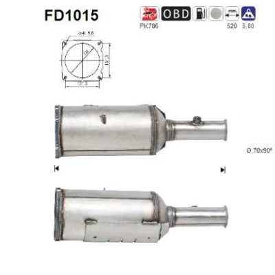 Image de AS FD1015 Filtre à Particules Cordiérite PEUGEOT: 307 3/5 portes, Break, SW, CITROËN: C4 I Coupé