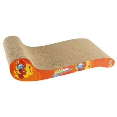 Image de Smurfs duvoplus, Griffoir Schtroumpfs au Design Amusant 45x23x11, Carton ondulé résistant, avec Herbe à Chats Extra Brute, Assouvit Le Besoin de grattage du Chat, Idéal grâce sa Forme courbée