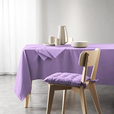 Image de douceur d&#039;intérieur, Nappe Rectangle (140 x 240 Cm) Mistral Lilas, Coton Recyclé