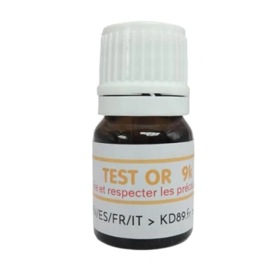 Image de KD89 Test Réactif/solution pour tester l&#039;or, l&#039;argent ou le platine Avec notice multi langues Expertise bijoux, pièces, lingotins 2,5ml (9k)