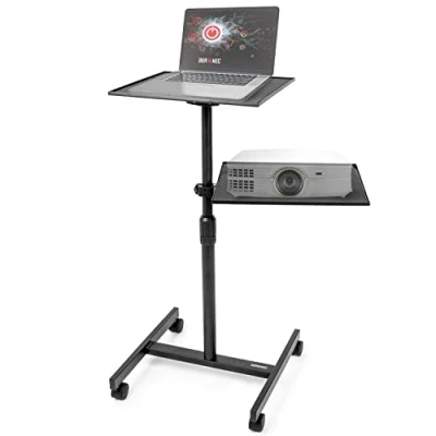 Image de Duronic WPSLS2 Table de Travail Mobile Bureau Assis Debout Support à roulettes pour PC ou projecteur Hauteur Ajustable 67,5 100 cm 2 Plateformes 42,4 x 37,4 Capacité 10 kg