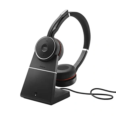 Image de Jabra Evolve 75 SE Micro casque stéréo Bluetooth sans fil à réduction de bruit, ANC &amp; base chargement Certifié Google Meet/Zoom, fonctionne avec les autres plateformes Noir