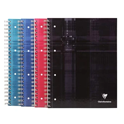 Image de Clairefontaine 8292C Bind&#039;O Block Cahier à Spirale Perforé A4+ 22,5x29,7 cm 240 Pages Détachables Petits Carreaux Cadrées avec Marge Papier Blanc 90 g Couverture Rigide Couleur Aléatoire