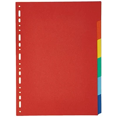 Image de Exacompta Réf. 2006E Intercalaires en carte coloris vifs recyclée 220g/m2 avec 6 onglets neutres Format à classer A4 Dimensions 22,5 x 29,7 cm