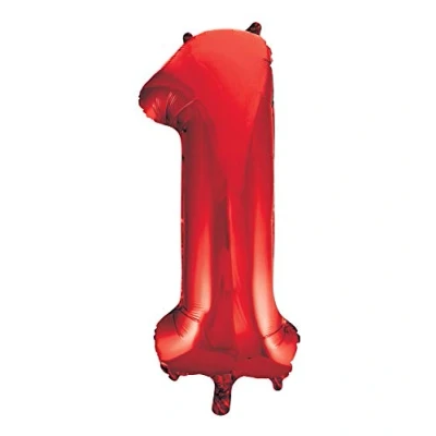 Image de Unique Party 55851 Ballon Géant Numéro 1, 86 cm, Rouge