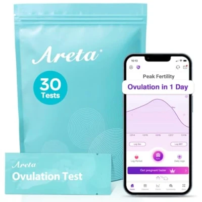 Image de Areta 30 Tests d&#039;Ovulation en Bandelettes: de LH Précis 25 mIU/mL, Résultats Fiables 5 Minutes pour Suivi et Prévision Cycle