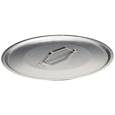 Image de Pentole Agnelli FAMA2940 Flat Lid with Handle, Rim and Bridge, Heavy Type in BLTF Aluminum, Polished Silver, 40 cm