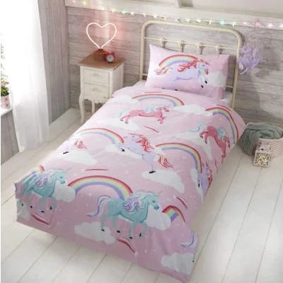Image de Rapport Home My Little Unicorn Parure de lit Simple en Polyester Rose 2 pièces