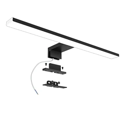 Image de Azhien Lampe pour Miroir Led Salle de Bains 10W 820LM,40cm Applique Blanc Neutre 4000K,3 en 1 230V Bain Lumiere IP44,Noir