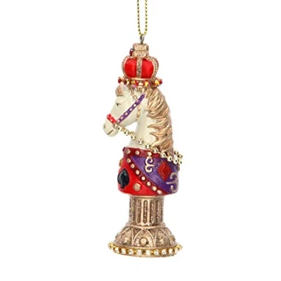 Image de Gisela Graham Décoration d&#039;échecs en résine Motif cheval Violet 8 cm