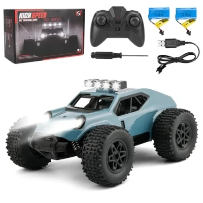 Image de Comius Sharp Voiture Télécommandée，1/20 25km/H Télécommandée À Grande Vitesse, Véhicule Tout Terrain Quatre Roues Motrices avec Lumières LED, Cadeau pour Les Enfants De 7 14 Ans9（Bleu）