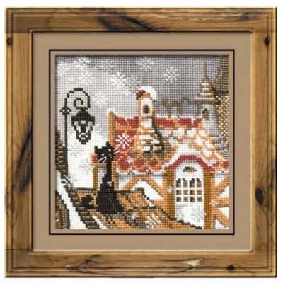 Image de RIOLIS RI 610 Chat des Villes en Hiver Kit de Broderie au Point Croix Multicolore 13 x cm