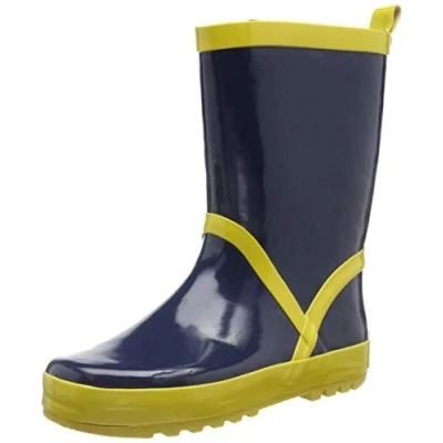 Image de Playshoes Bottes En Caoutchouc de pluie Mixte Enfant, Bleu Marine/Jaune, 20/21 EU