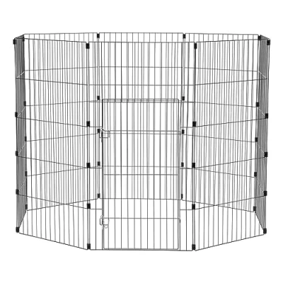 Image de Iris Ohyama, Parc, Enclos, Niche, Chenil, Cage pour Chien, Chat, Lapain, 1.7 m², 8 Panneaux /L60 x H121 cm, Porte battante, Crochet de fermeture sécurisée, Clips maintien, WPC 48, Noir