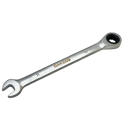 Image de DAKCOS Clé à cliquet combinée 11mm métrique en CR V avec finition chromée mate