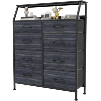 Image de YITAHOME Commode, 8 Tiroirs en Tissu Commode Chambre Meuble de Rangement,Tour Tissu,Cadre Acier Robuste,pour à Coucher, Salon,Grain Bois Noir