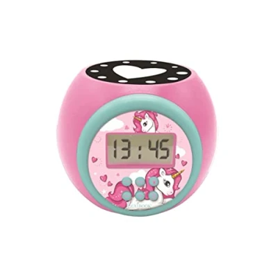 Image de Lexibook, Licorne, Réveil projecteur, avec Fonction Alarme et répétition Snooze, veilleuse minuterie, écran LCD, à Piles, Rose, RL977UNI