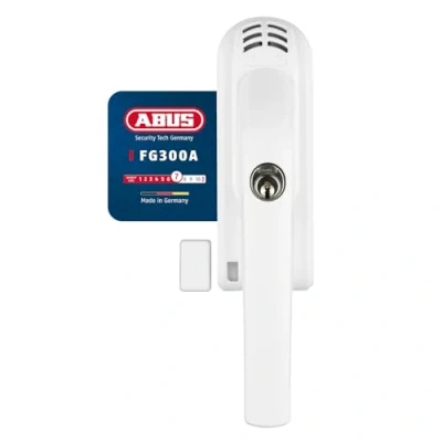 Image de ABUS Poignée de Fenêtre Verrouillable FG300A AL0145 Avec Cylindre Poussoir et Fonction d&#039;Alarme, à Verrouillage Identique Niveau Sécurité 7 71900 Blanc