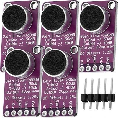 Image de AZDelivery 5X MAX9814 Contrôle Automatique de Gain Agc du Module Amplificateur Microphone à électret Violet Compatible avec Arduino et Raspberry Pi incluant Un E Book!