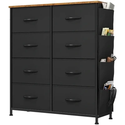 Image de YITAHOME Commode avec Poches latérales et Crochets, à 8 Tiroirs en Tissu Meuble de Rangement Dessus Bois pour Chambre Coucher, Salon, d&#039;enfant, Noir