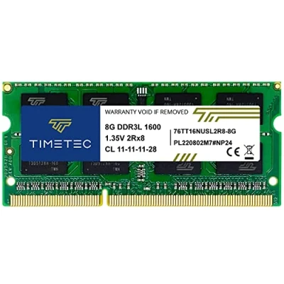 Image de Timetec Memorycity Barrette de mémoire RAM DDR3L / DDR3 1600 MHz (DDR3L 1600) PC3L 12800/PC3 12800 (PC3L 12800S) Non ECC Unbuffered 1,35 V/1,5 V CL11 2Rx8 204 Broches SODIMM pour Ordinateur Portable