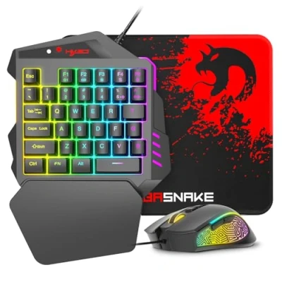 Image de PS4 Clavier et Souris, Adaptateur/convertisseur intégré, approprié pour PS3 / Xbox One, 360 Nintendo Interrupteur, Plug and Play, Mouse de Jeu 3200 DPI, RVB, Noir