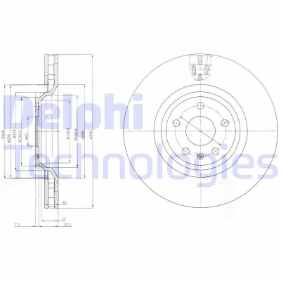 Image de DELPHI BG9054 Disque de frein 340 30 5 ventilé huilé non traité sans roulement roue, bague ABS AUDI: A3 Sportback, 3/5 portes, TT Coupe