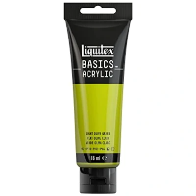 Image de Liquitex 8870064 Basics peinture acrylique, artistique monopigmentée, résistante à la lumière, qualité archive, finition satinée, tube de 118 ml Vert Olive Clair