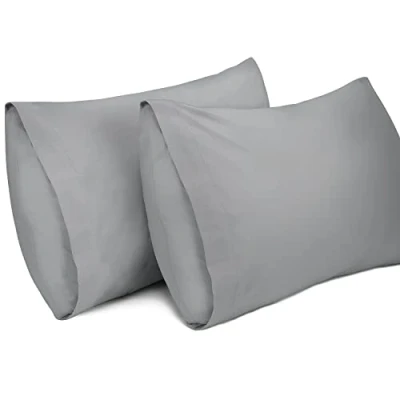Image de Lirex Lot de 2 Taie Oreiller 40 x 80 cm，100% Coton, 400 Fils, d&#039;oreiller Respirantes, Certification Oeko TEX, Gris Foncé