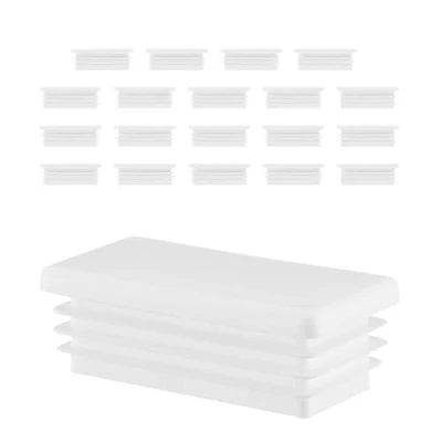 Image de EMFA Bouchon pour Tube rectangulaire Capuchon 40x80 mm Blanc 20 pcs. Plastique Embout Bouchons d&#039;obturation 4x8 cm