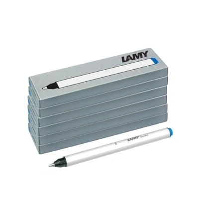 Image de Lamy T11 Lot de 6 cartouches d&#039;encre pour stylo roller à cartouche modèle 311 balloon 18 mines Avec grand stock et pointe d&#039;écriture en acier inoxydable bleu (effaçable)