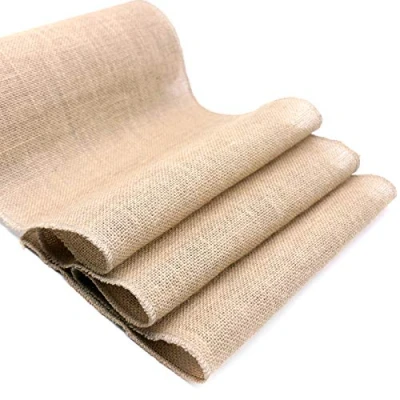 Image de 30CM x 10M Chemin de Table Toile Jute BIT.FLY Rouleau Suture Complète du Bord, Très pour la Décoration Mariage Fête