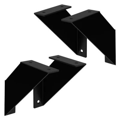 Image de ML Design Lot de 4 Supports d&#039;Étagère Murale, 15 x cm, en Métal, Noir, Style Industriel, Équerre Triangulaire, Convient aux Étagères Flottantes ou Projets Bricolage, Matériel Montage Inclus