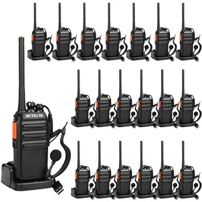 Image de Retevis RT24 Plus Talkie Walkie Professionnel PMR446 sans Licence 16 Canaux CTCSS/DCS Rechargeable avec Oreillette et USB Base de Chargement (Noir,20 pcs)