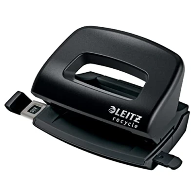 Image de Leitz NeXXt Recycle Mini Perforatrice, Capacité 10 Feuilles A4, 100% Recyclable, Acier &amp; Plastique Recyclé, Eco Responsable Neutre en CO2, Gamme Recycle, Noir, 50100095
