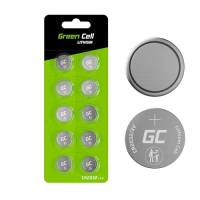 Image de Green Cell Set de 10 Piles Bouton CR2032 3V Lithium pour dispositifs électroniques, télécommandes, balances, Montres Longue durée, Haute capacité 220mAh