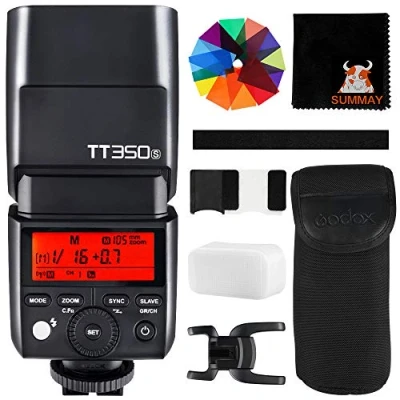 Image de Godox TT350S Mini Flash Speedlite Compatible avec Appareil Photo Sony TTL GN36 HSS 1/8000s 20PC Diffuseur de Filtre Couleur