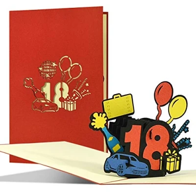 Image de Carte de vœux pour le 18e anniversaire Joyeux déployante 3D ou bon d’achat anniversaire, permis conduire, G29