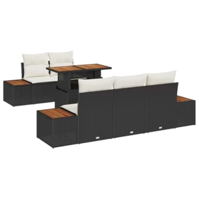 Image de VidaXL Ensemble de 6 Canapés Jardin avec Coussins Noir en Rattan Poly 3355866