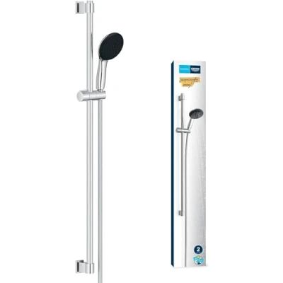 Image de GROHE Vitalio Start 110 Ensemble de douche (Pommeau 11cm 2 jets, Barre 90cm, Flexible 1.75m), Economie d&#039;Eau, A coller avec QuickGlue ou à visser, Chromé, 26955001
