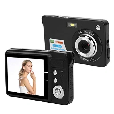 Image de Appareil Photo Numérique 18 MP, Caméra Vidéo avec écran LCD 2,7 Pouces, Zoom 16 Fois, Mise au Point Automatique, Prise en Charge de la Carte Mémoire 32 Go, Microphone Intégré, (noir)