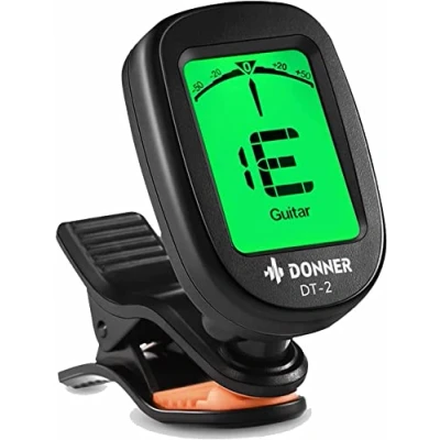 Image de Donner Accordeur de Guitare Chromatique à Pince Tuner Portable pour Guitare, Basse, Violon, Ukulélé et Banjo, avec Ecran LCD 360 Rotation, Batterie Incluse (DT 2)
