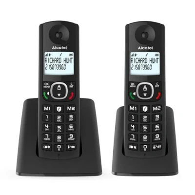 Image de Alcatel F530 Duo, téléphone sans fil avec 2 combinés, blocage d&#039;appels, mains libres et deux mémoires directes Noir