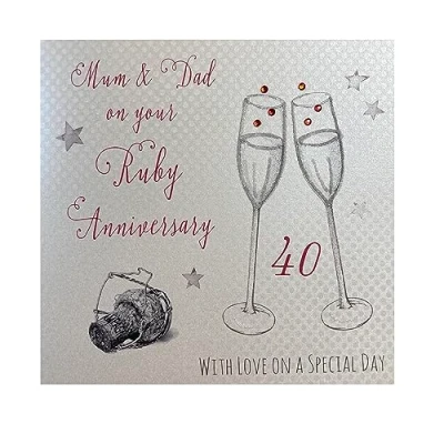 Image de White Cotton Cards Code WA40M &amp; to My Mum Dad on Your Ruby Anniversary» (40 Ans Noces de Carte