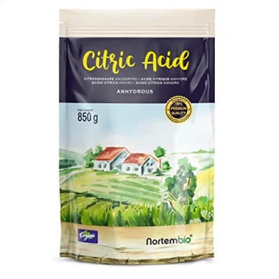 Image de Nortembio Acide Citrique Biologique 850 g. Anhidre en Poudre, 100% Pure. Nettoyant Multi Usages. E Book Inclus.