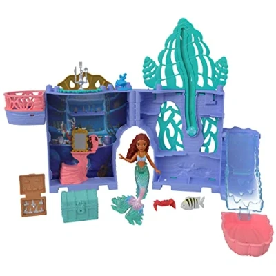 Image de Mattel Disney Coffret Maison De Poupée La Grotte D’Ariel Histoires À Empiler, Avec Figurines Sébastien Et Polochon Accessoires, Jouet Enfant, A Partir 3 Ans, HPL54